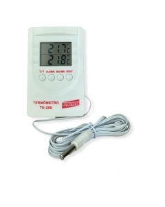 Termômetro digital mod. TH-200 int/ext, int: -20 a 70°C, ext: -50 a 70°C, máx/min, alarme configurável, imã traseiro e cabo do sensor de 3 metros.