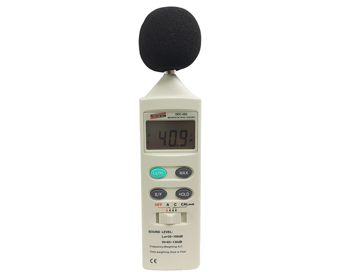 Decibelímetro mod. DEC-460, faixa de medição de 35 a 130dB com